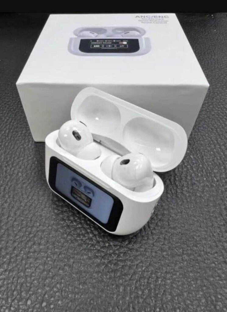 White Bluetooth earbuds