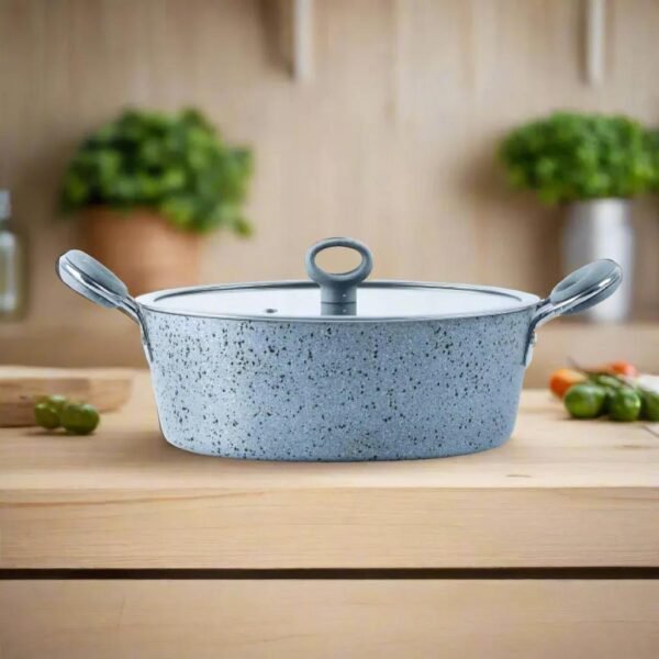 28cm Non-stick Marble Coated Wok Grey color