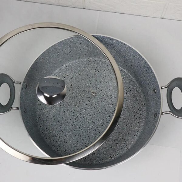 28cm Non-stick Marble Coated Wok Grey color - Image 5