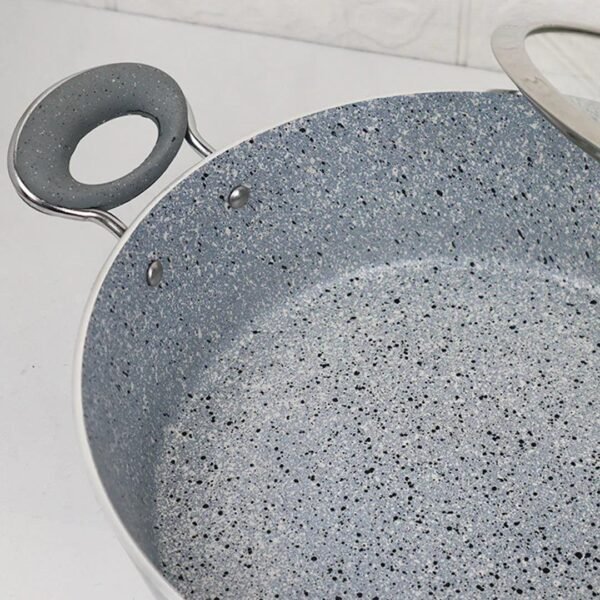 28cm Non-stick Marble Coated Wok Grey color - Image 2