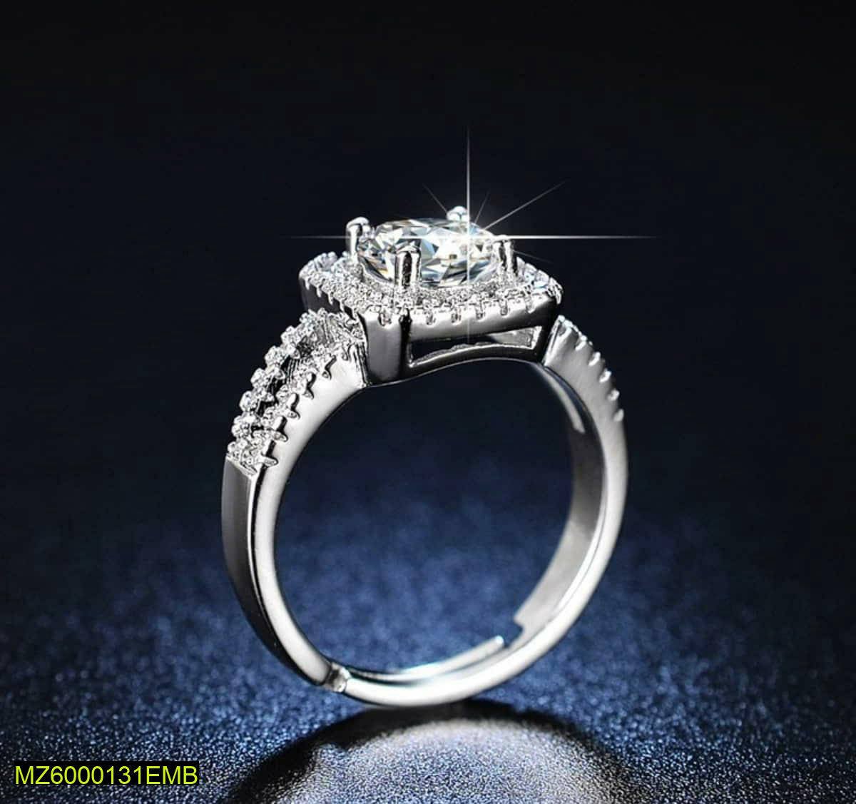 1 Square American Diamond Ring