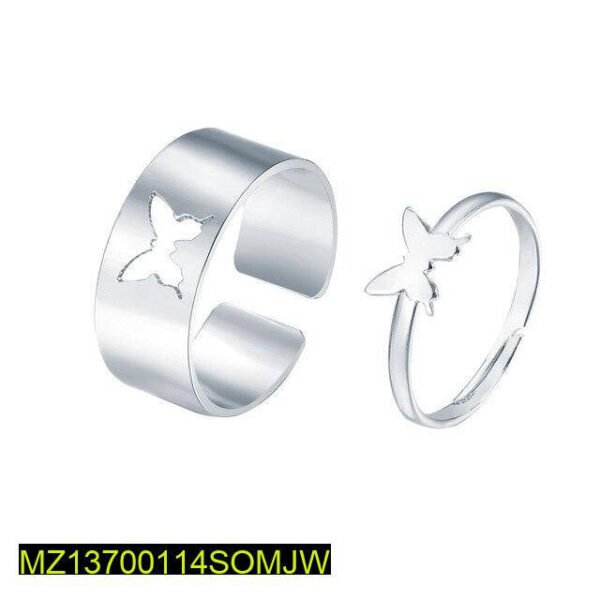 2 PCs trendy Couple butterfly Rings - Image 5