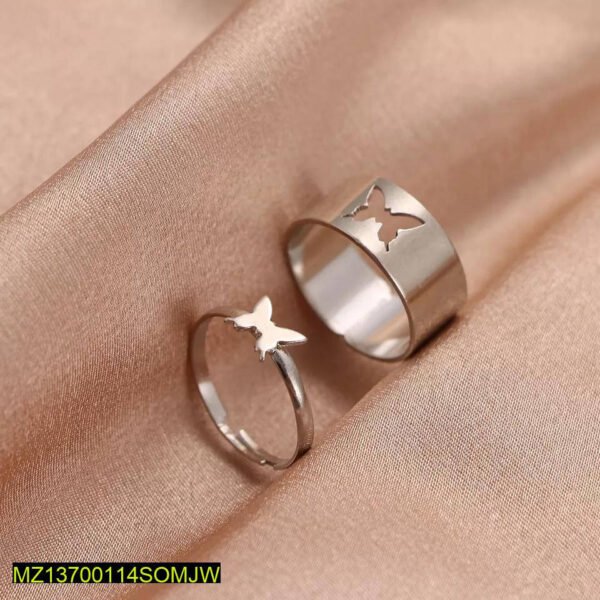 2 PCs trendy Couple butterfly Rings - Image 3