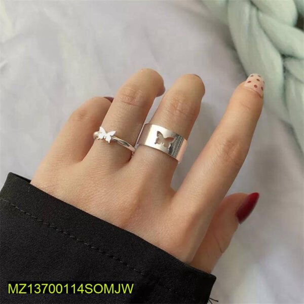 2 PCs trendy Couple butterfly Rings - Image 2