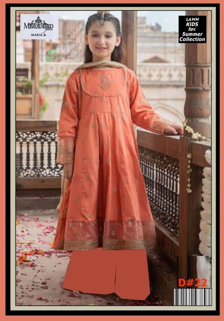 3 PCs Girls lawn Embroidered unstitched suits
