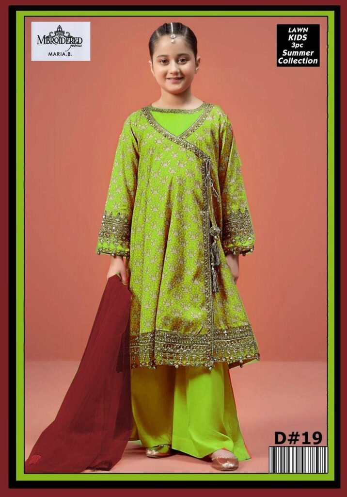 3 PCs Girls lawn Embroidered unstitched suits - Image 4