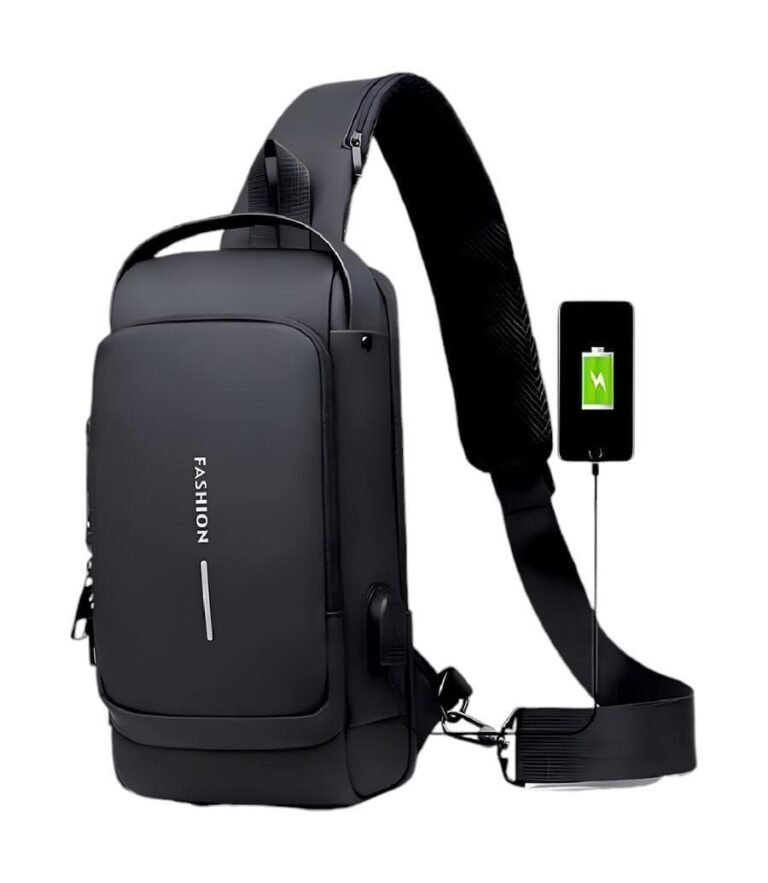 Nylon Crossbody bag with USB port - Image 5