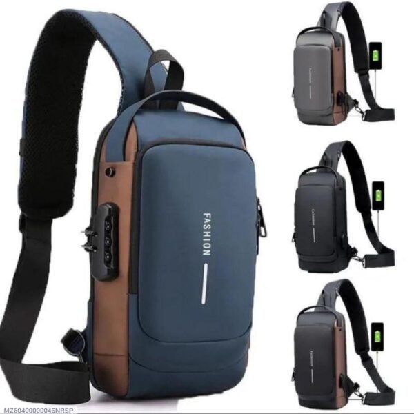Nylon Crossbody bag with USB port - Image 2