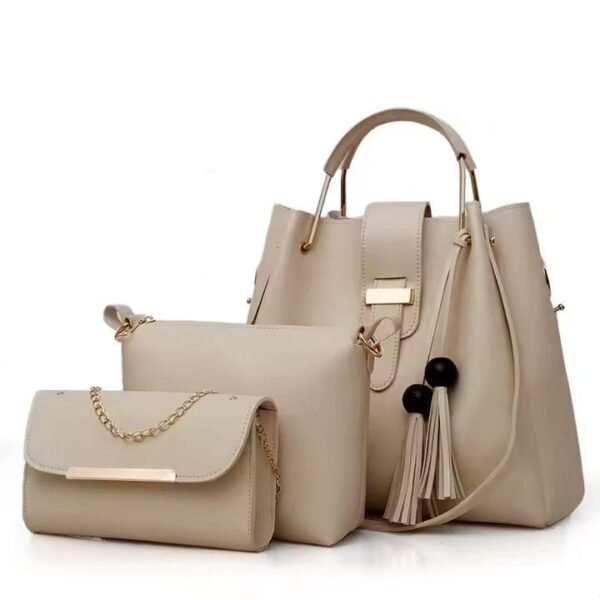 3 in 1 Woman Leather Handbag Blue - Image 4