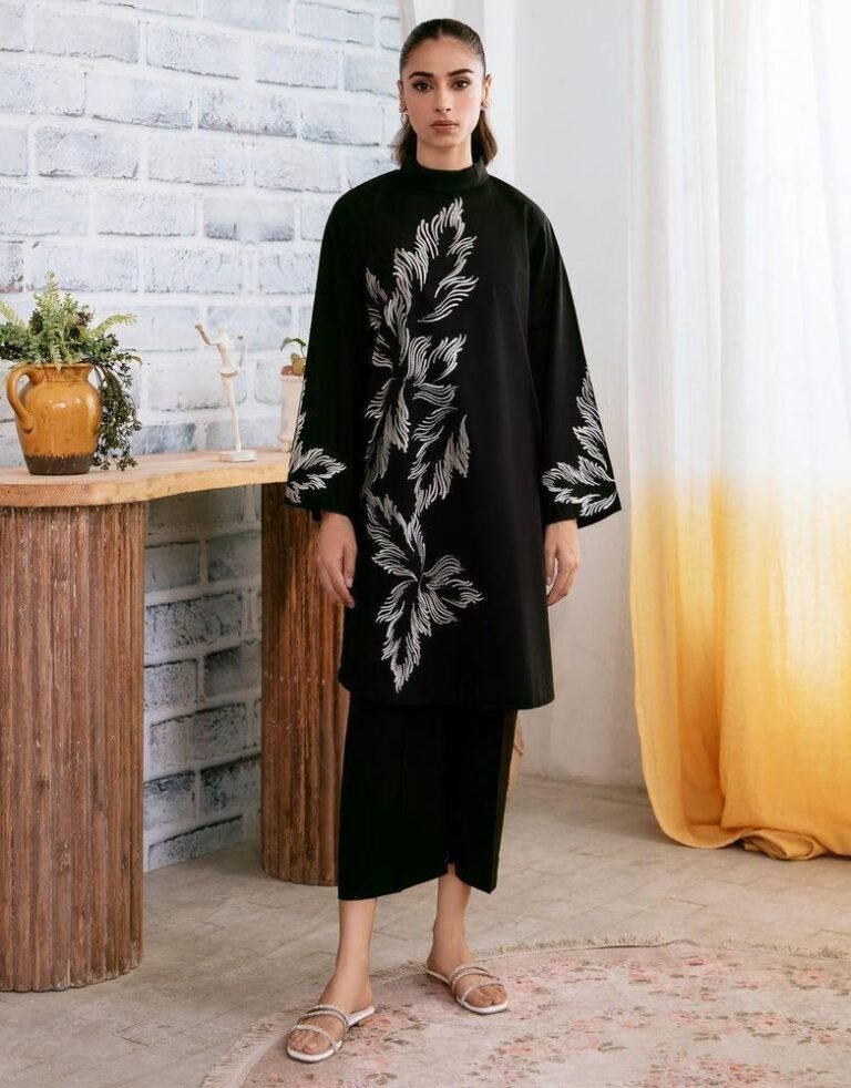 2 pc Woman's Stitched, Linen Block Printed, - Image 3