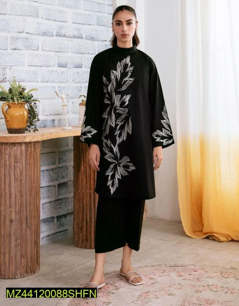 2 pc Woman's Stitched, Linen Block Printed, - Image 8
