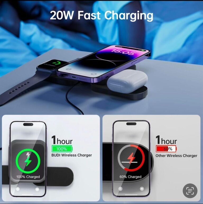 3 in 1 wireless fast charger pad power Hun magnetic Hub - Image 4