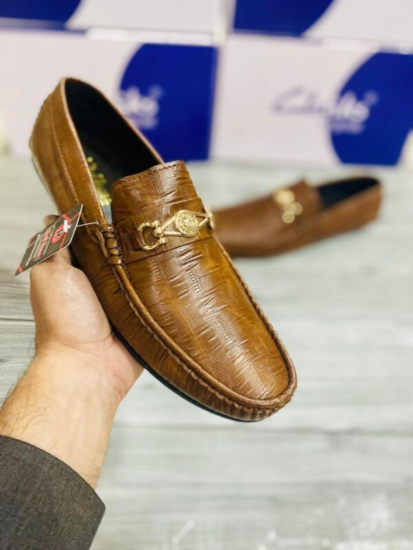 Man's Formal Brown Rexine Loafers - Image 2