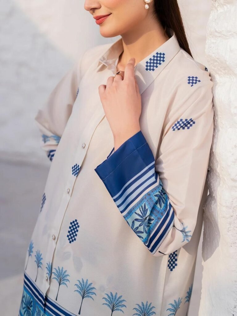 New summer collection Stitched 2 piece woman's printed shirt and printed trouser - Image 3