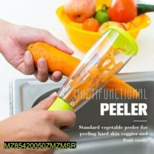 Vegetable peeler with container