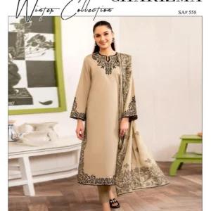 3 pcs women's unstitched embroidered suit